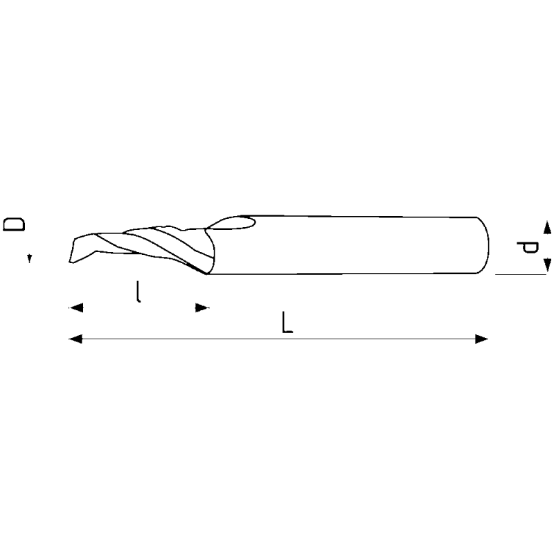 Single-blade end milling cutter 30° short HSS-E 3mm Z=1 HA
