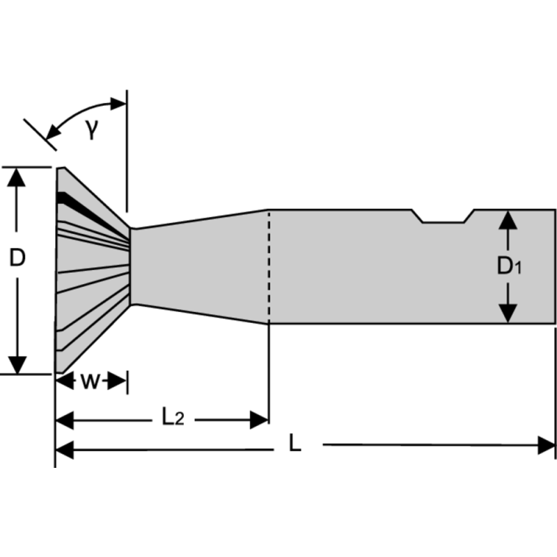 Кутова фреза HSS-E DIN1833C тип N 45°, 16 мм Z=6