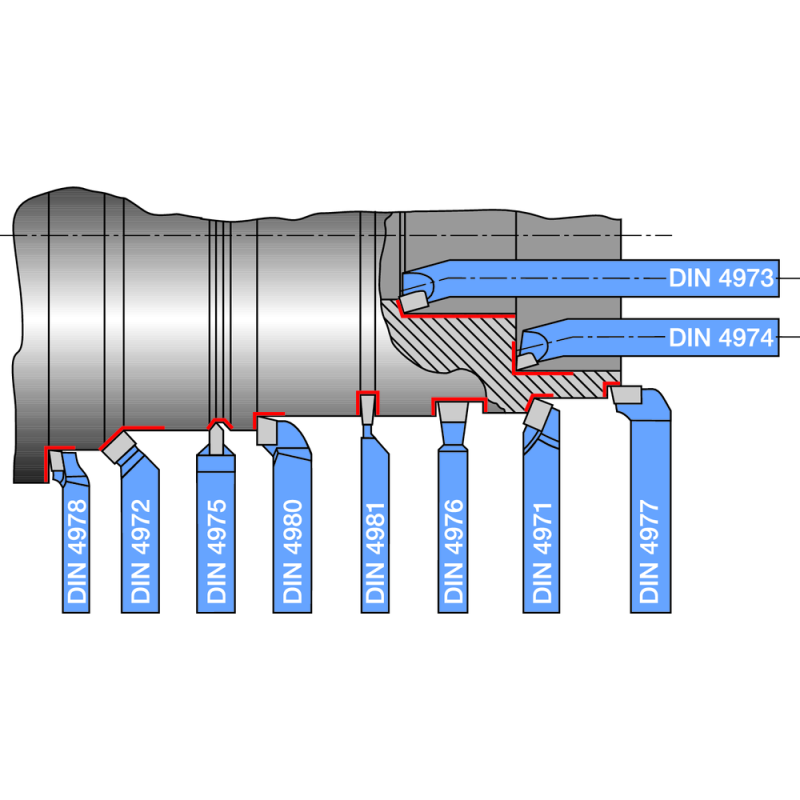 Carbide turning tool DIN4980/ISO6 (offset) 10x10mm K10/K20 left