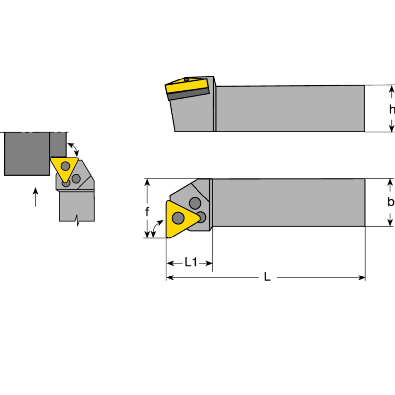 Tool holder PTFN-R 1616 H16, setting angle 90°, for turning inserts TNM.1604..