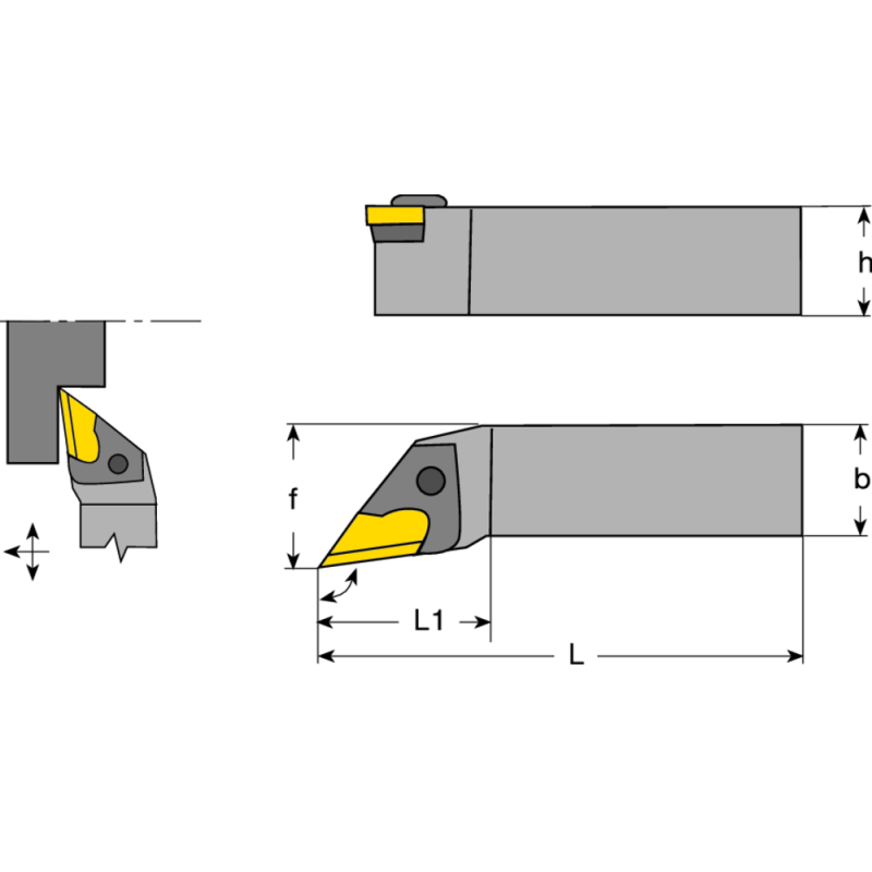 Tool holder CKJN-R 2020 K16, setting angle 93°, for turning inserts KNUX1604..