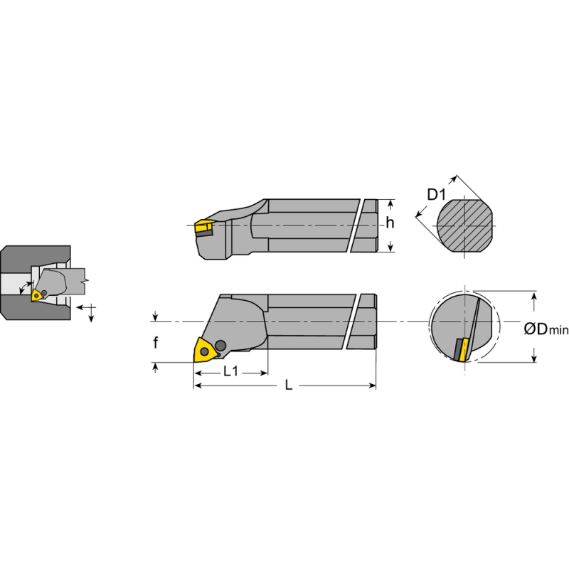 Boring bar A20Q PWLN-R-06, 95°, for WNM.0604..