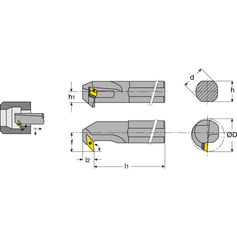 Boring bar A16M SV95C-R-07 setting angle 50°, for VC.T 0702..