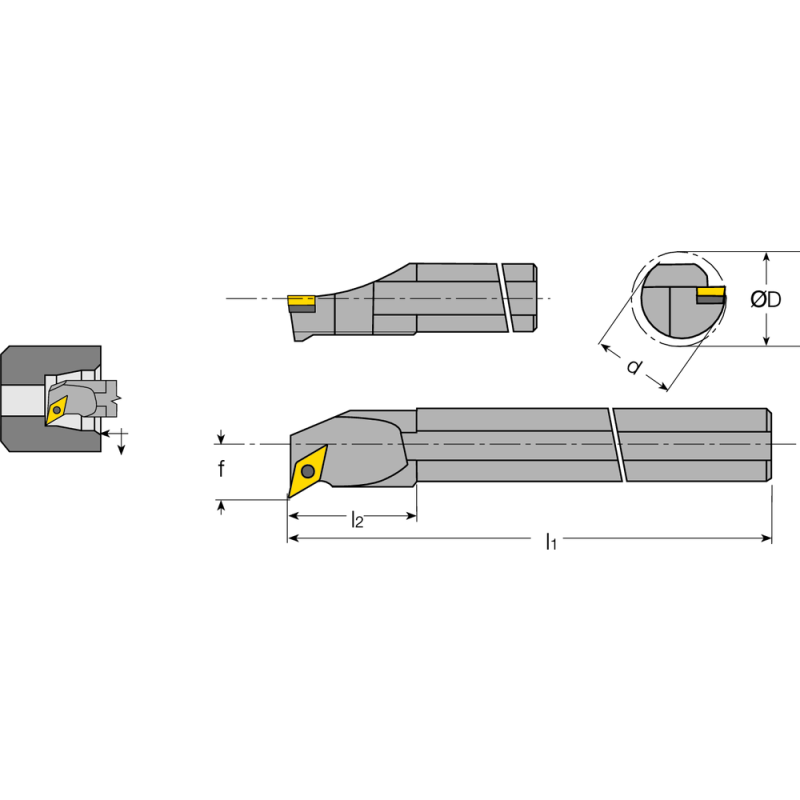 Boring bar A08F SVLC-L-05 setting angle 95°, for VCGT 0501..