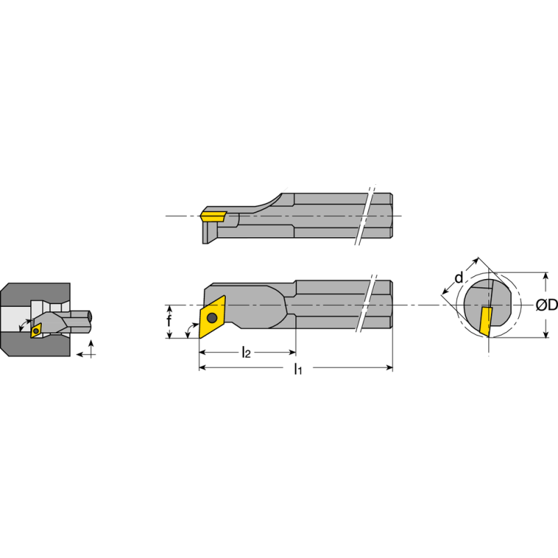 Miniature boring bar E0408 SDUC-R 04 AX; setting angle 93°, for DC.T 04T0..