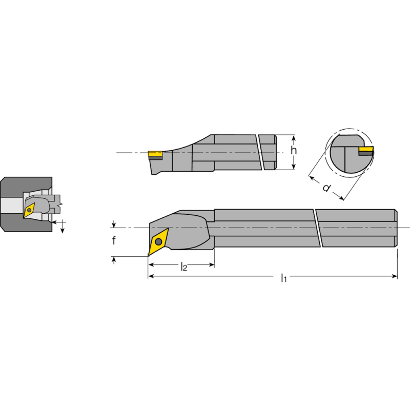 Miniature boring bar E0406 SVXC-L 05 AX; setting angle 113°, for VC.T 0501..