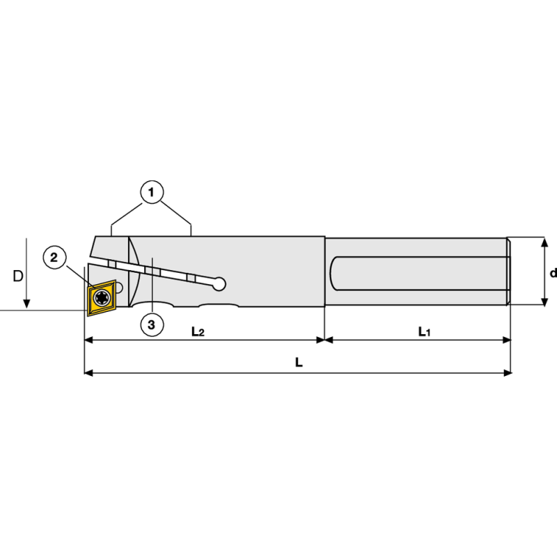 Precision boring bar, adjustable, Ø25-30mm (1xCC..09T3..) Weldon Ø25mm