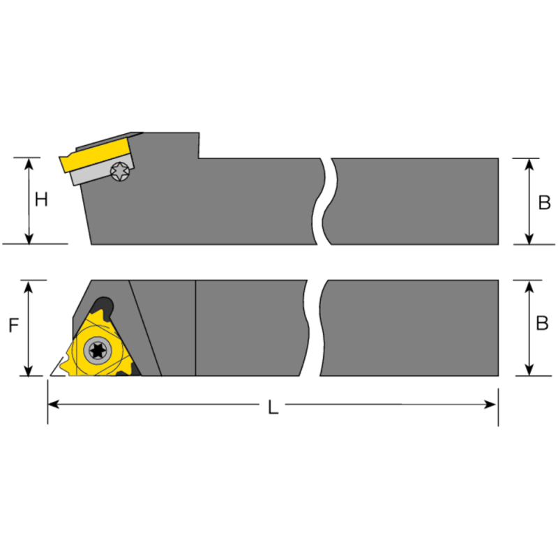 Clamp mounting DEL 1616 H16 IC L=100mm (for threading inserts 16EL..)