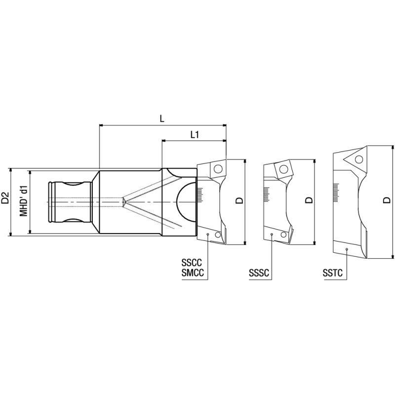MHD twin-cutter boring bar TS 16/16 MHD'16 Ø18-22mm (insert holder S... 16)
