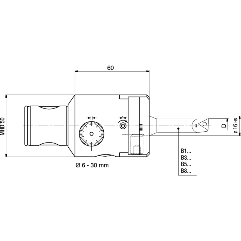 MHD high-precision boring head TRM50/50 MHD'50 Ø6-84mm