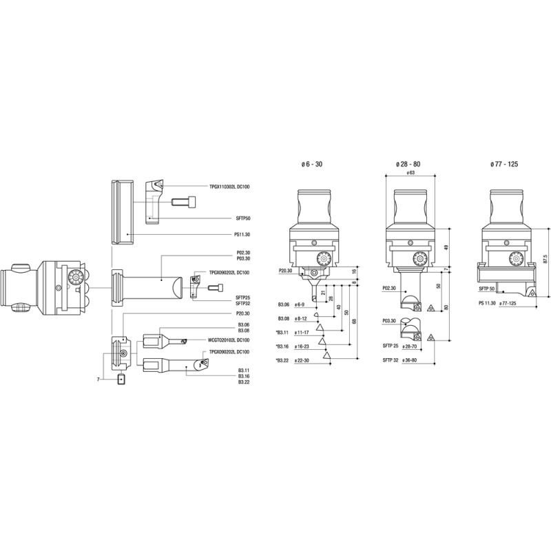 MHD tool system set K01 TRM50/63 Ø6-125mm