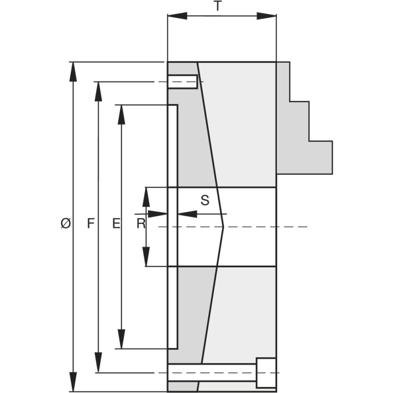 Wedge bar chuck DURO-T DIN55027/KK5 200mm (base+top jaws)