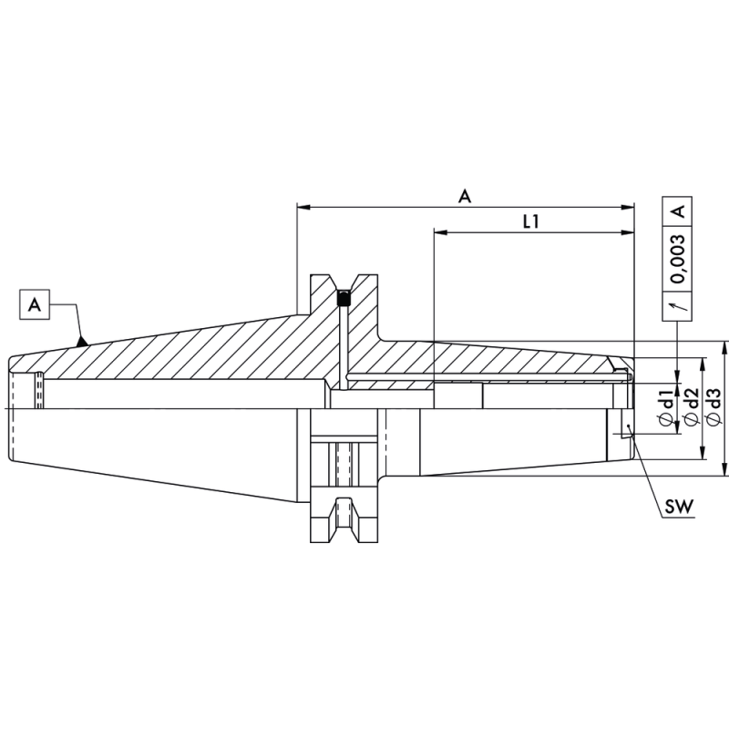 Shrink fit holder DIN69871A SK40 Ø3, A=80mm, gold ring JetSleeve 2®