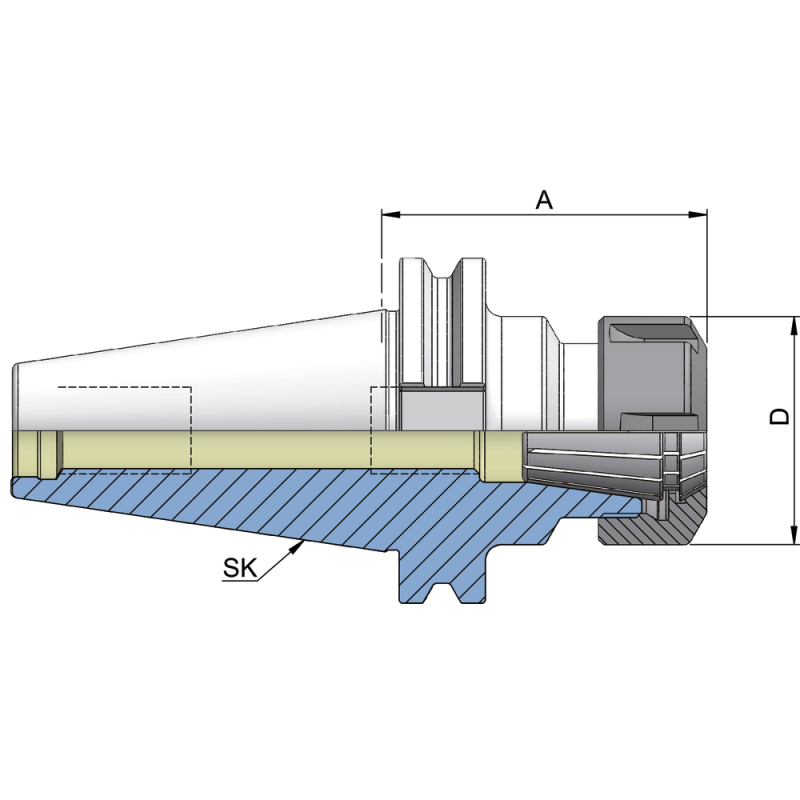 Collet chuck ER32 DIN69871AD SK50, 2.0-20 mm A= 70 mm