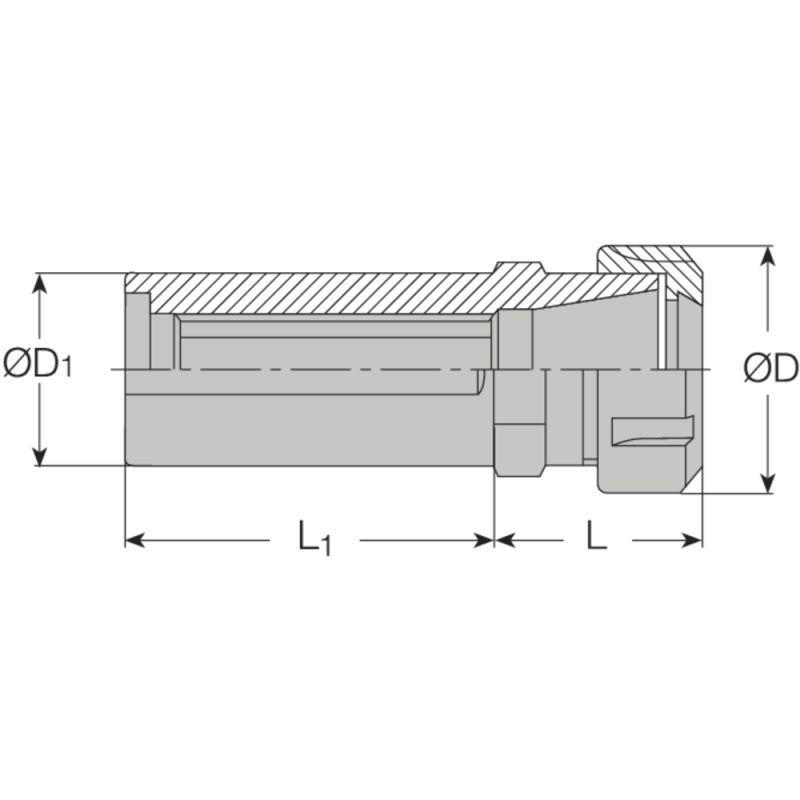Collet chuck ER25 str. shank, 20mm, 1.5-16mm A=50mm