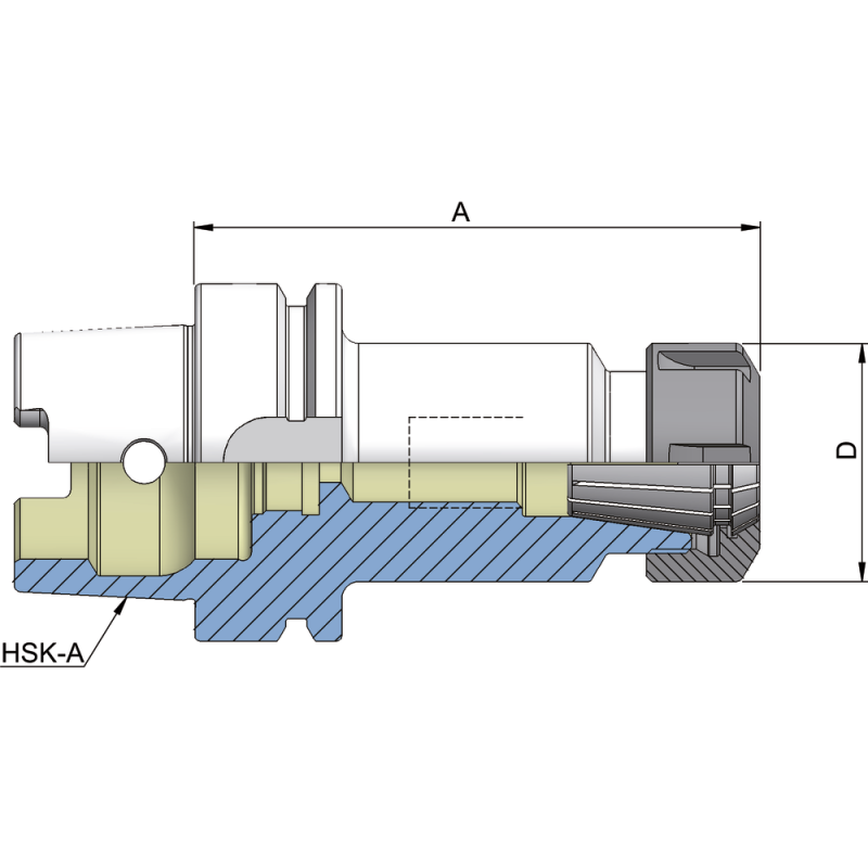 Цанговий патрон ER25 DIN69893 HSK-A63, 2,0-16 мм A=100 мм