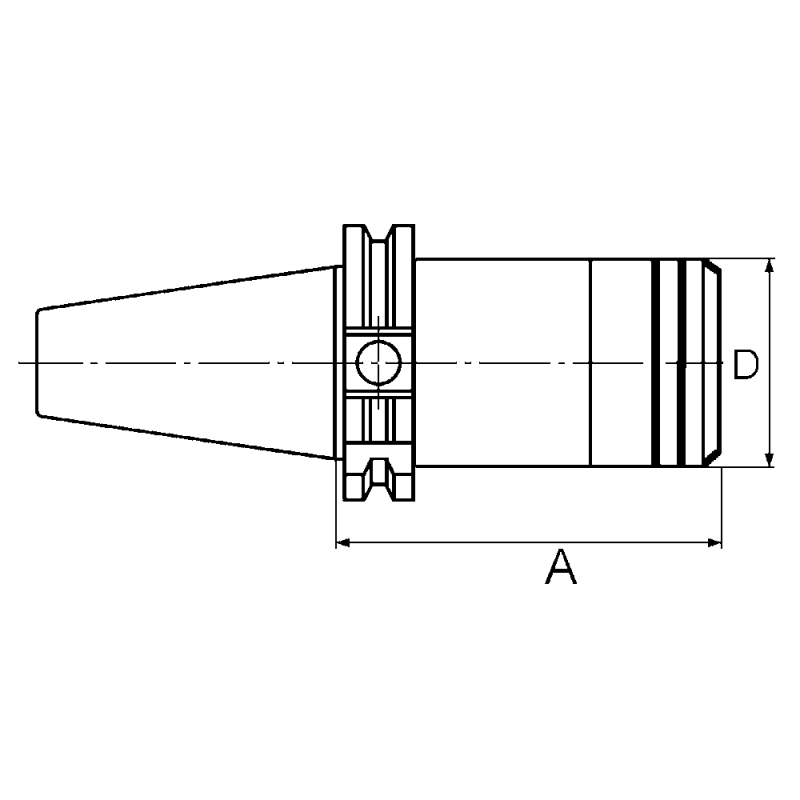 Collet chuck ER25 DIN69871AD SK40, 2-16mm A=100mm incl. nut