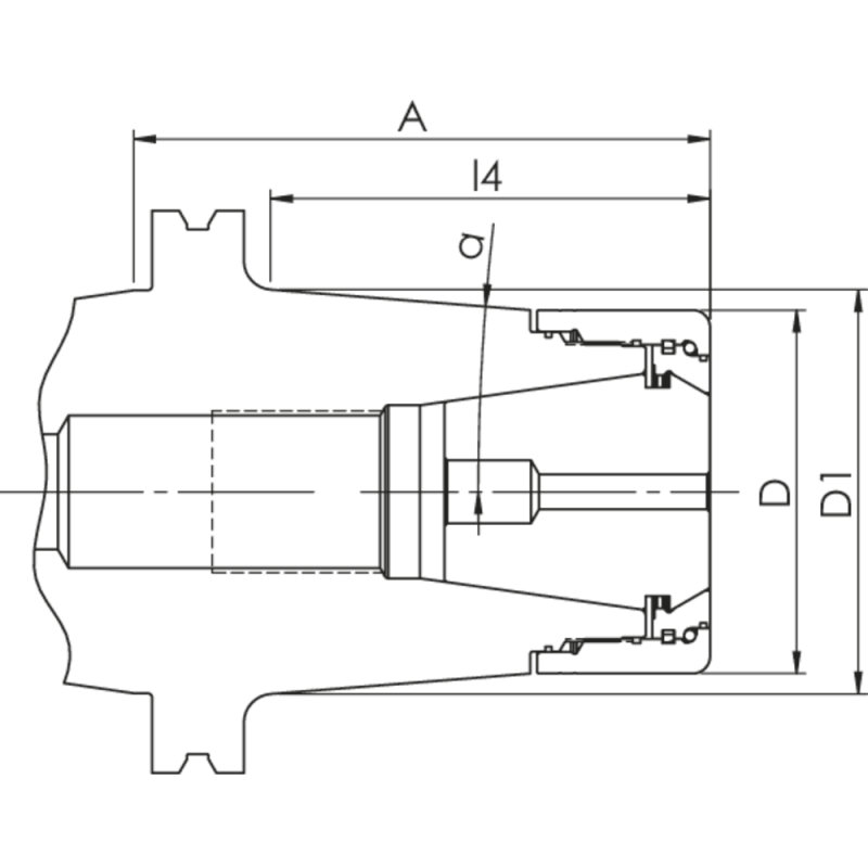 Heavy Duty clamping nut HDC32C-AD50-A=70 (conical)