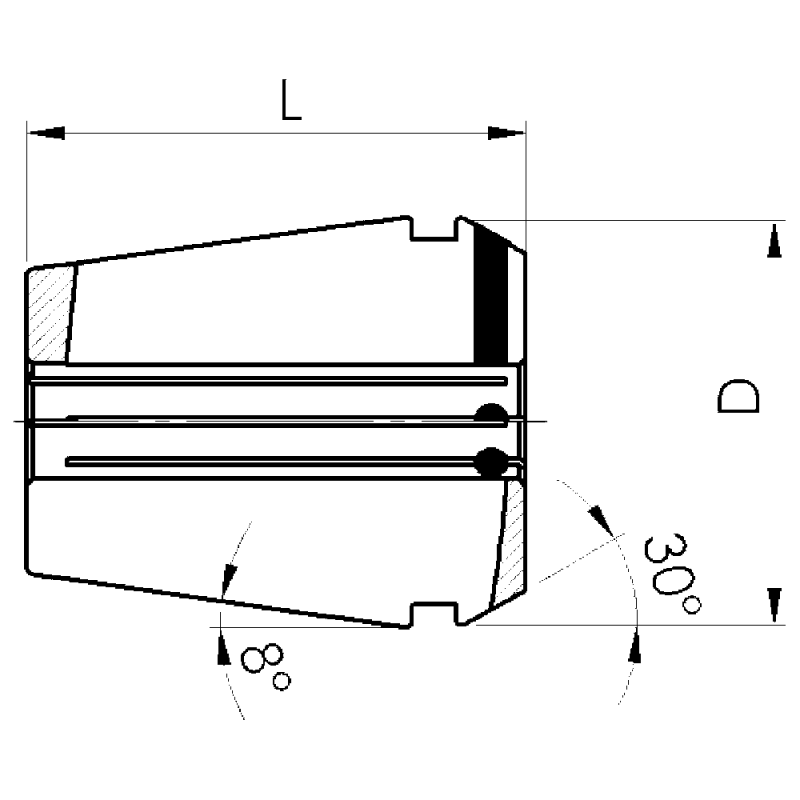 Precision collet GER40 471E Ø8.0mm round, coated (5µm)