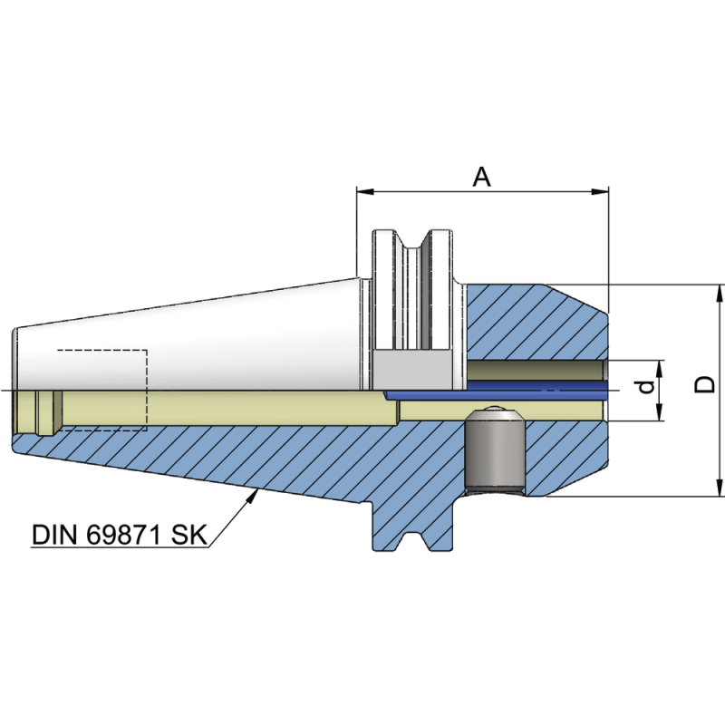 Milling cutter holding fixture (DIN6359) DIN69871AD SK40, 6mm A=50mm with CB