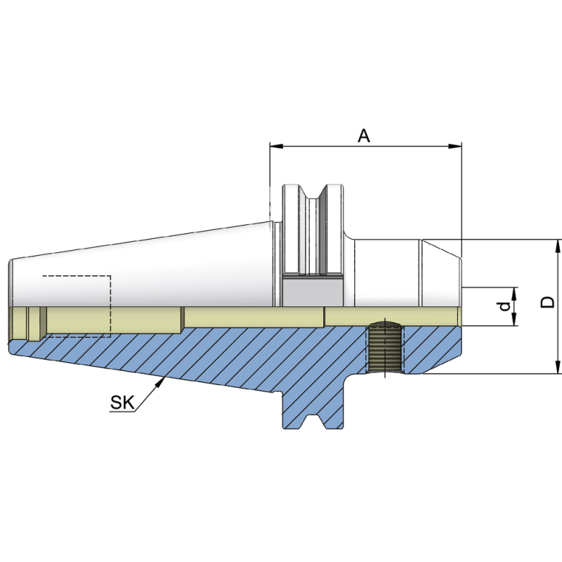 Milling cutter holding fixture (DIN6359) DIN69871AD SK50, 6mm A=63mm with CB