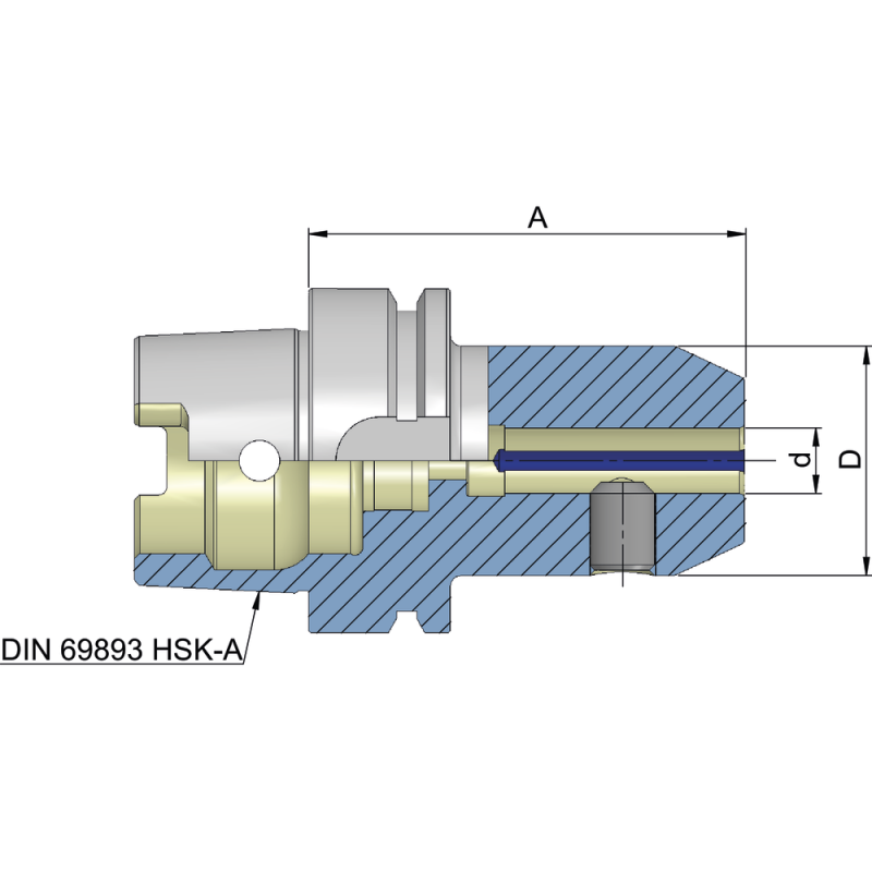 Milling cutter holding fixture (DIN6359) DIN69893 HSK-A100, 6mm A=80mm with CB
