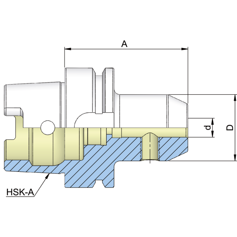 Milling cutter holding fixture (DIN6359) DIN69893 HSK-A63, 20mm A=80mm with CB