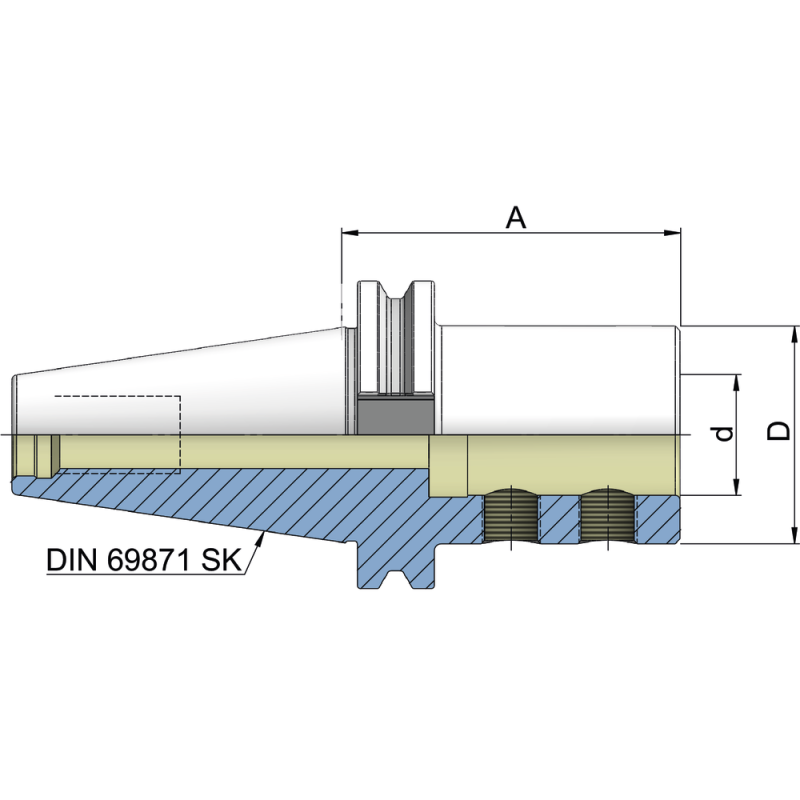 Tool holder for indexable insert drill DIN69871AD SK40, d=20mm A=65mm D=40mm