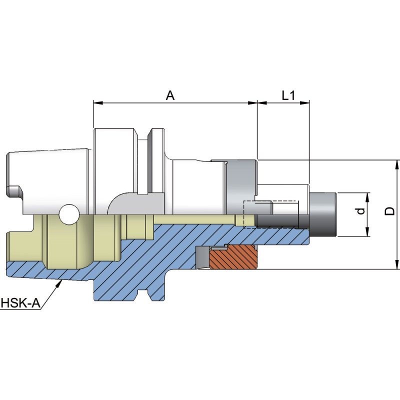 Combination shell-type milling cutter arbour DIN69893 HSK-A63, 32 mm A= 60 mm