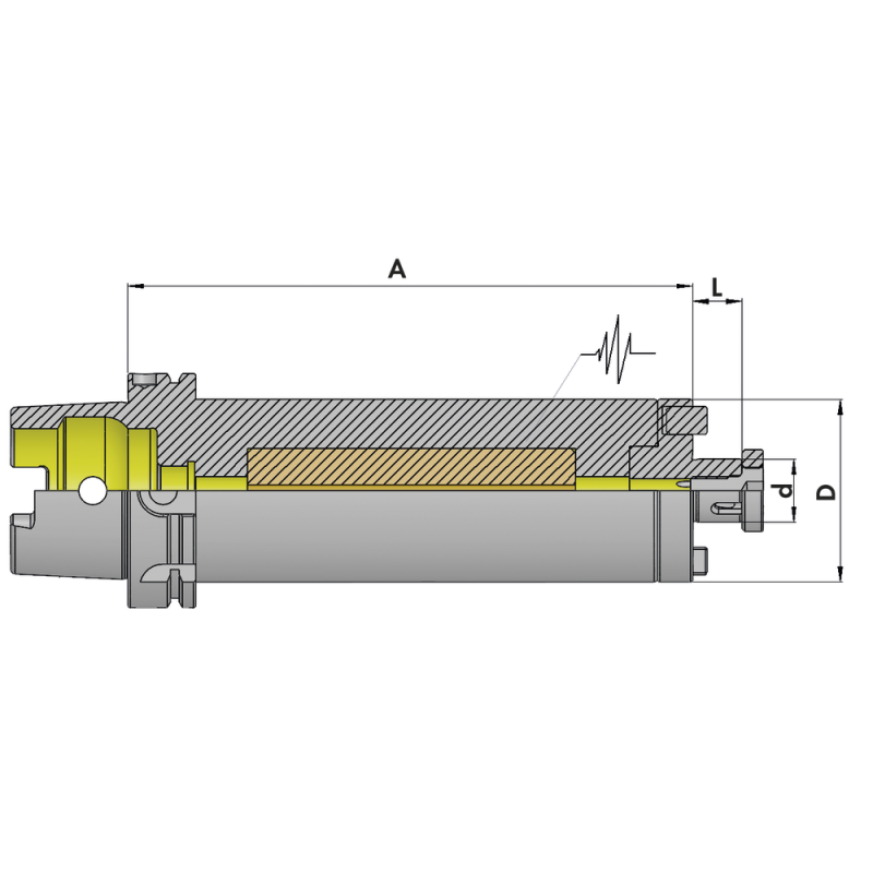 Shell type mill. arbour HSK-63 A 22X200 str. vibration damp. with CB