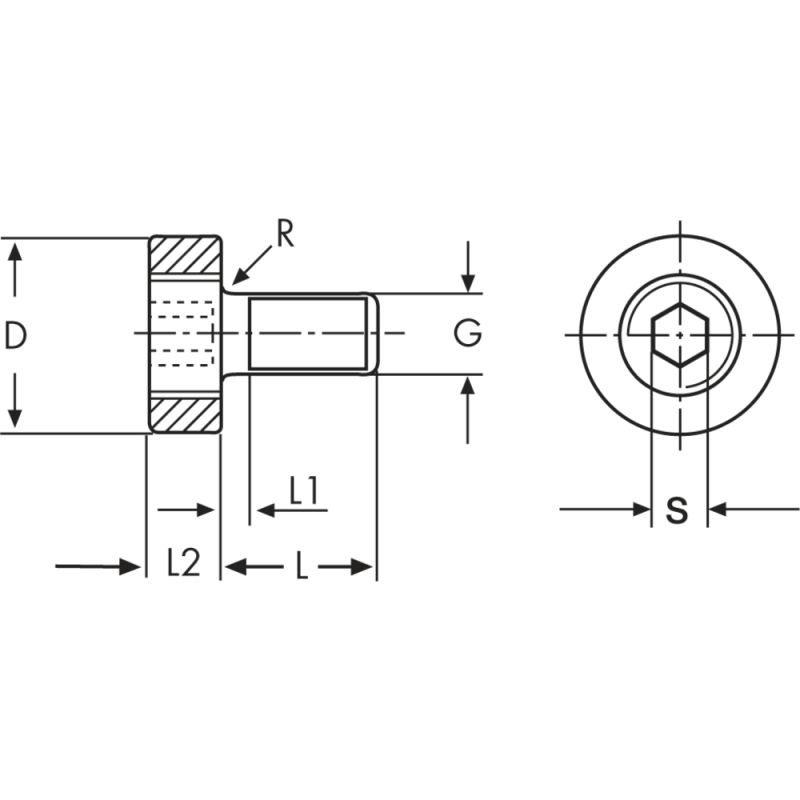 Cutter retaining screw M8 for arbor 16mm (strong locking effect)
