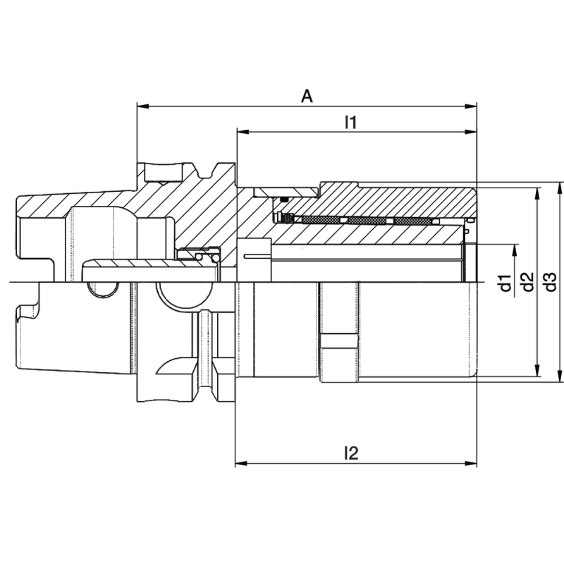 Power chuck UltraJet3.0® HSK-A63 x ø20, A=90mm with nozzle cover