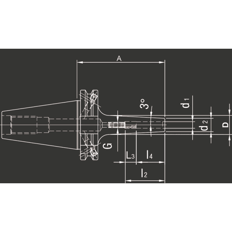 Shrink fit holder SK40 DIN69871/ISO 7388-1 Type AD/AF, 4mm slim version, 3°