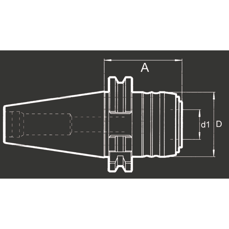 Thread cutting quick-change chuck (f. synchron. sp.) DIN69871AD SK40 M6-M20