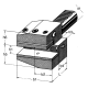 Square-axial holding fixture, overhead, B5 VDI 40 B5-40x25x44