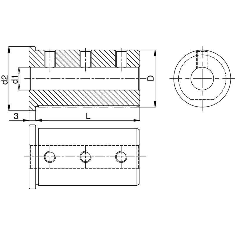 REDUCING BUSH E1+E2 K 32X25X59 mm with longitudinal slot