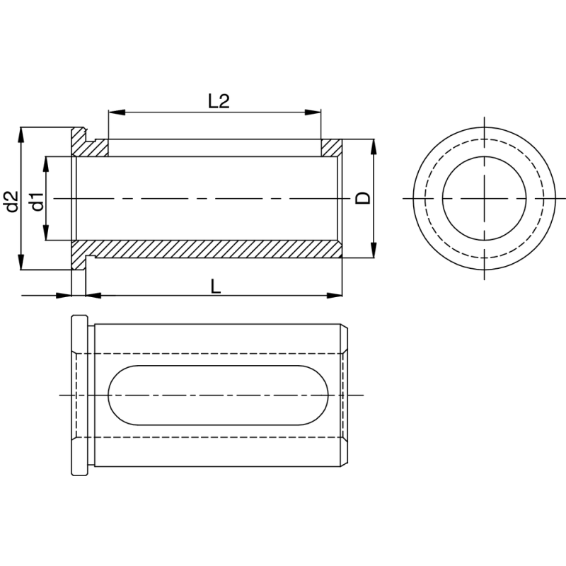 REDUCING BUSH E1+E2 K 32X25X59 mm with longitudinal slot