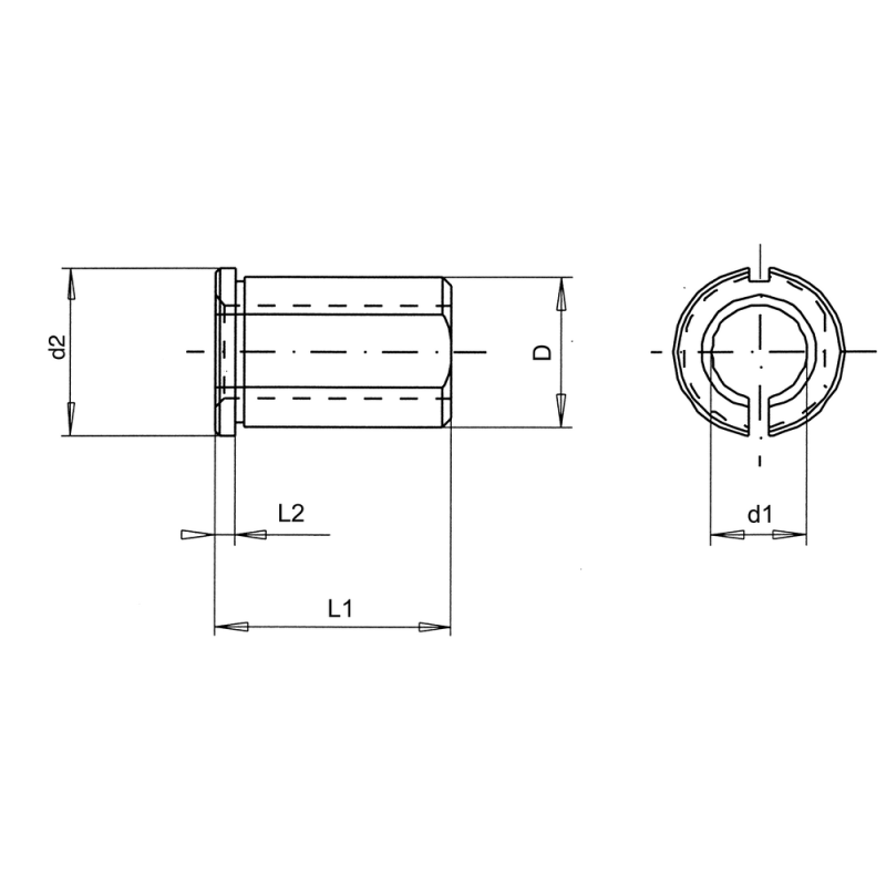 Reducing bushes, slotted 60 x 32 x 75mm