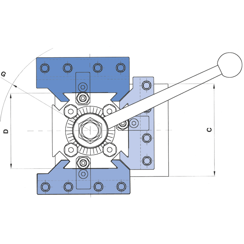 Quadruple revolver head RD3+IK with internal cooling