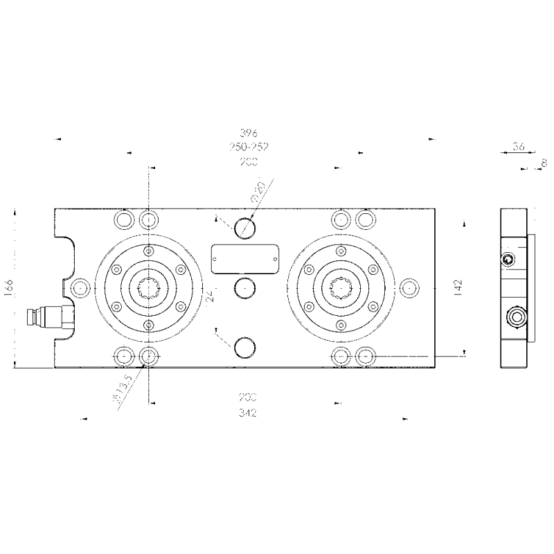 Багатозатискна станція, гідравлічна, 2-місна, тип K10.2, крок 200 мм