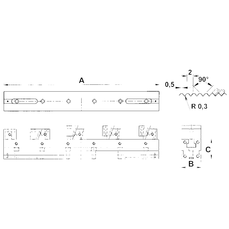 Modular multi-clamping fixture 300x50mm