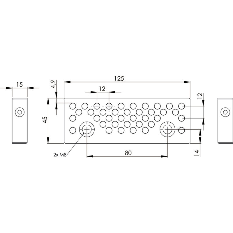 Затискна губка з позиціонувальними штифтами для NC125, NC125H, EL125 та KNC125