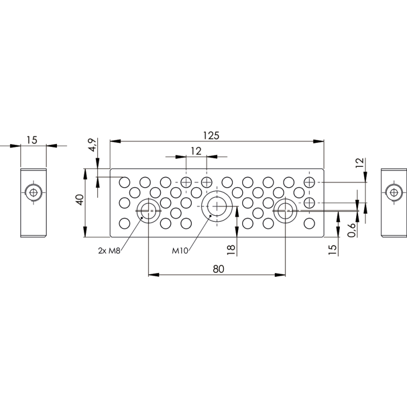 Clamping jaw with positioning pins for MM-G125, various Röhm BB125, Gressel BB125