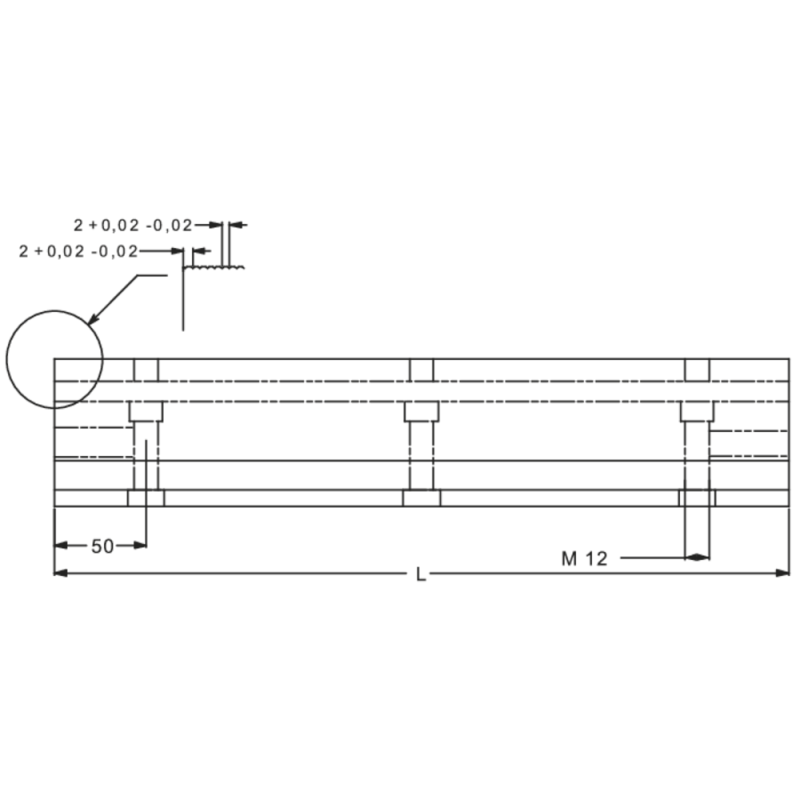 Multi-clamping slide rail 200x50x80mm