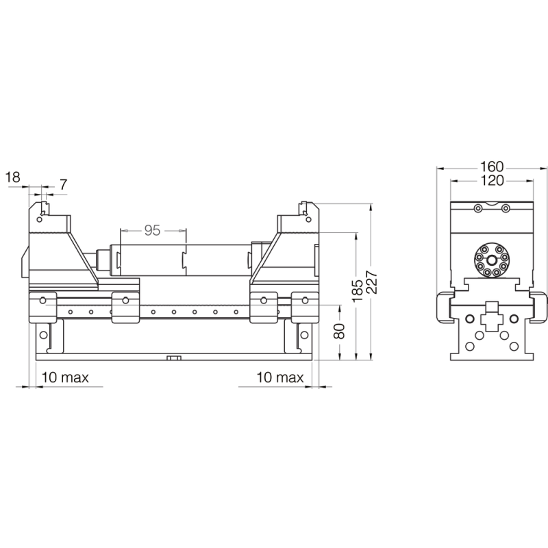 5-axis slide rail set 120 mm wide, 500 mm with 5-axis body