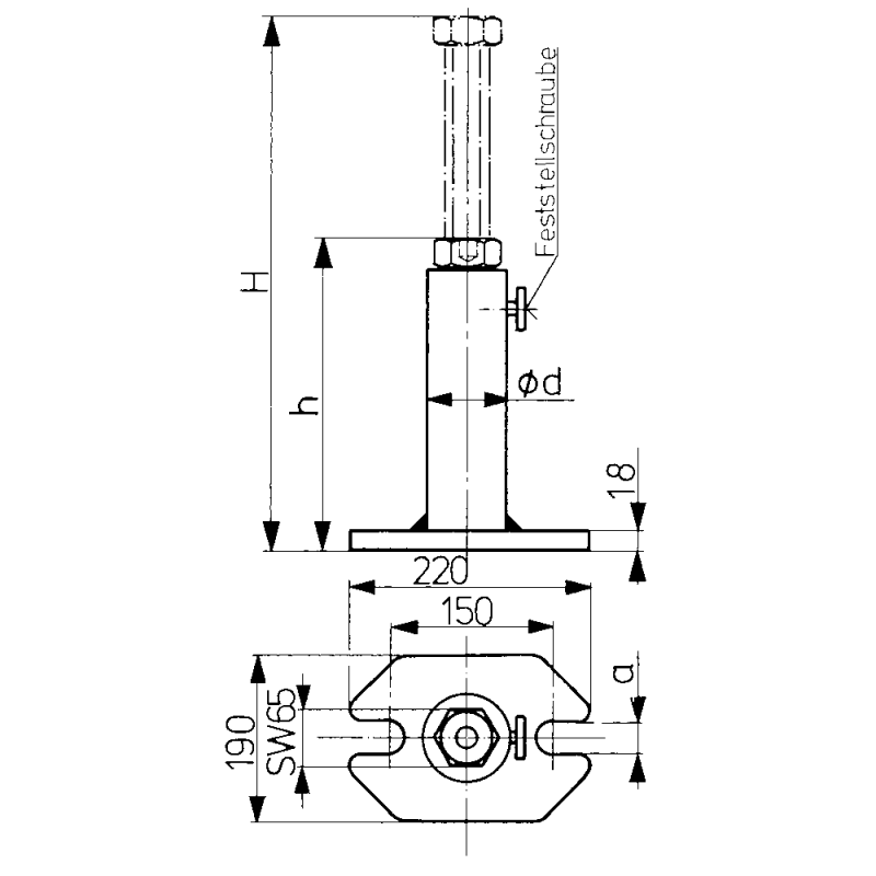 Screw jack, heavy duty version 200-300mm (load capacity 80kN)