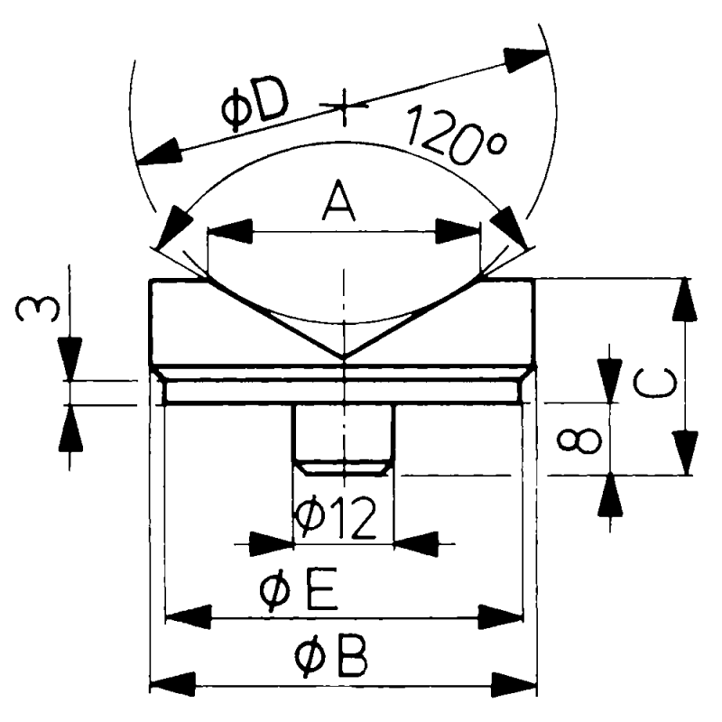 V-block attachment size 45 for 10-50mm for alignment and support elements