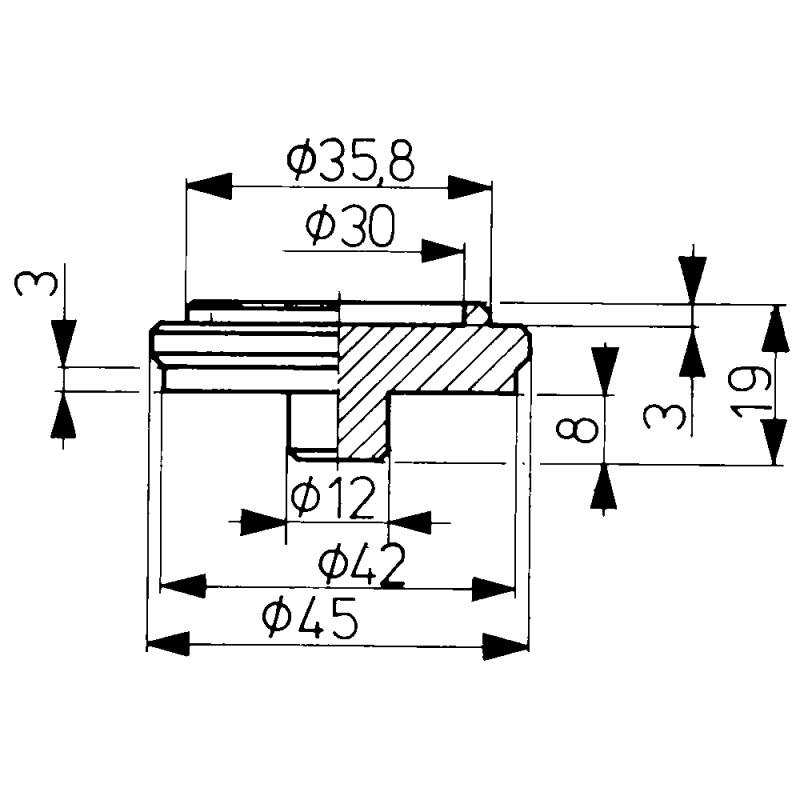 Centering plate for holding screw jacks 50mm