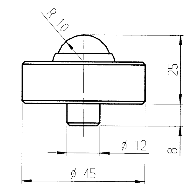 Attachment with rotatable, hardened ball (load capacity 30kN)