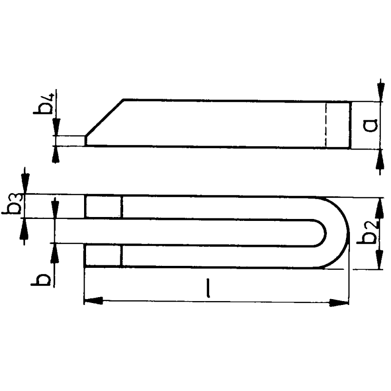 Forked clamp DIN6315B 6.6x60mm, for clamping screw M6, bevelled